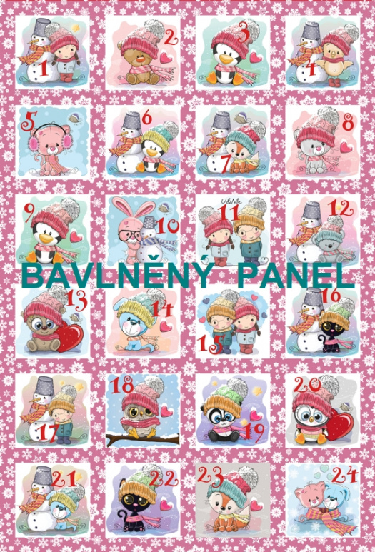 BAVLNĚNÝ PANEL / I NA ADVENTNÍ KALENDÁŘ/ 40X60 cm  AKN34