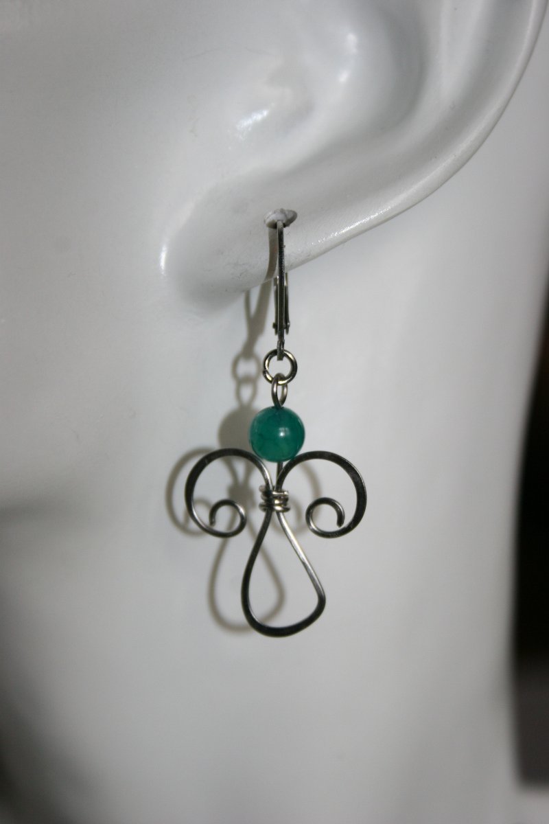 Andělé - náušnice - zelený achát