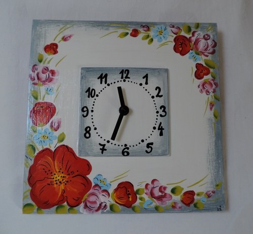 Malované hodiny-kytičky