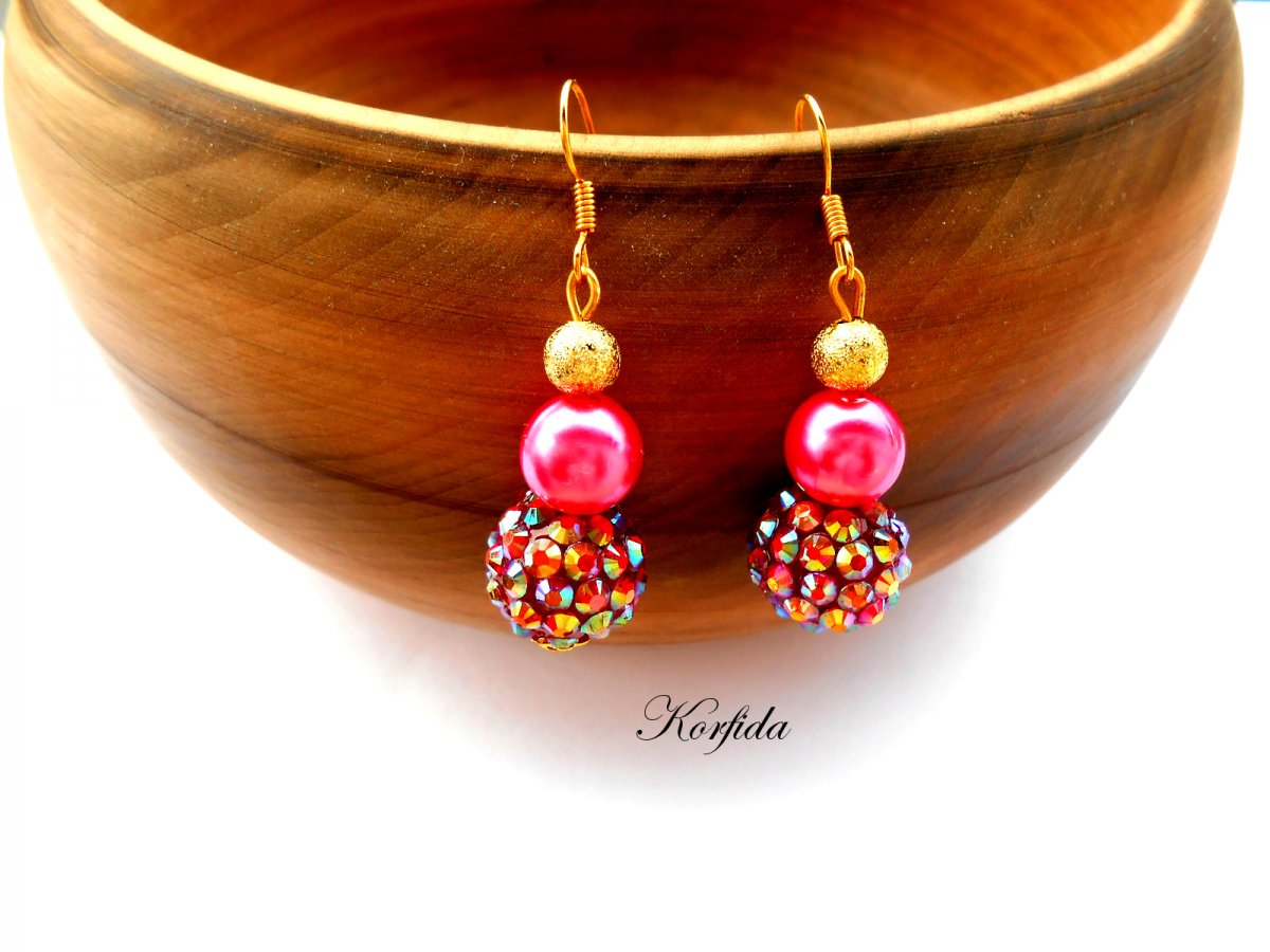 Náušnice červené AB efekt (702/16)