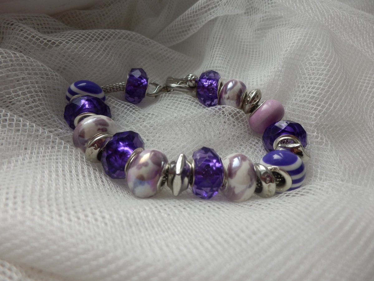 Luxusní náramek z vinutých perel Fialka