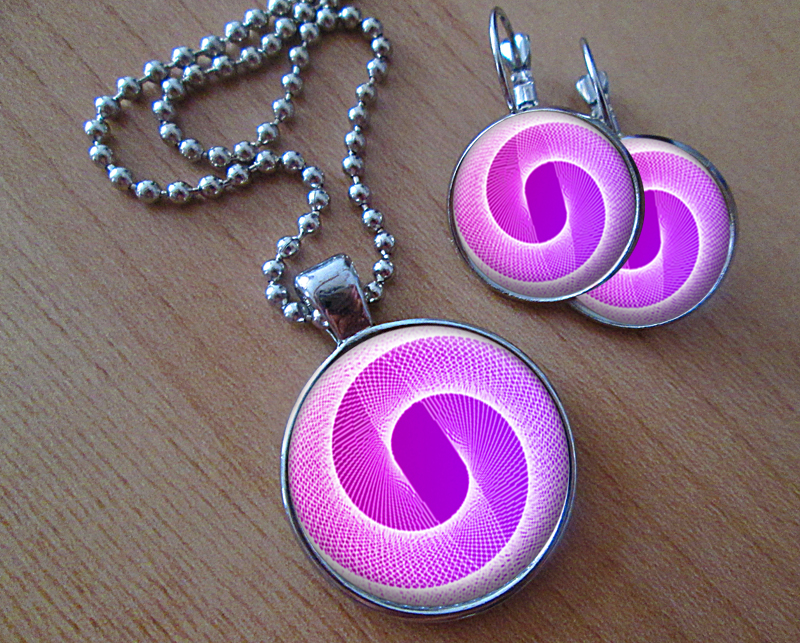 Fialová ulita - Sada náušniček a přívěsku