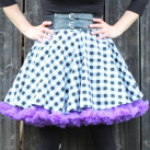 FuFu sukně s černou kostkou a fialovou spodničkou