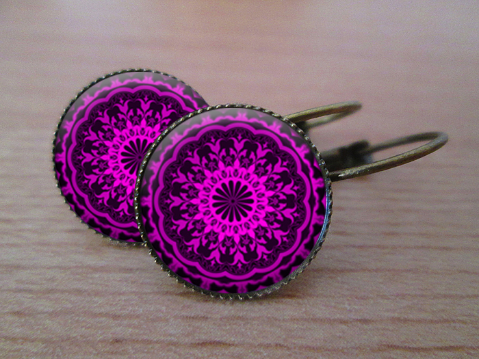 VINTAGE VISACÍ NÁUŠNICE - Fialový orient