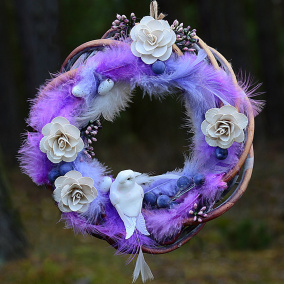 malý peříčkový velikonoční věneček