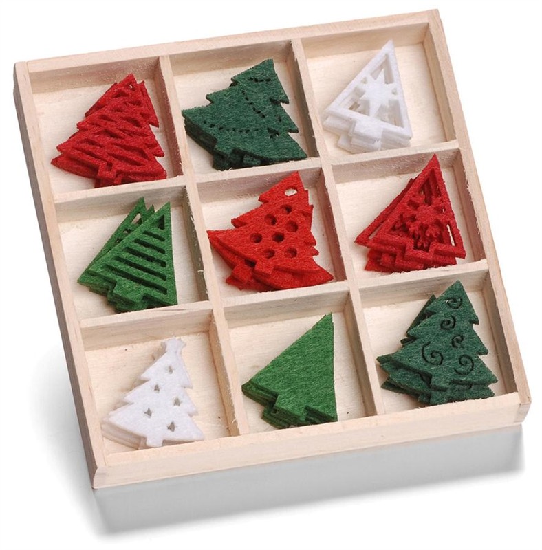 Mix dekorací z filcu Vánoční stromečky