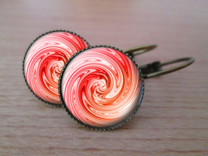 VINTAGE VISACÍ NÁUŠNICE - Ohnivé spirály