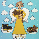 Obrázek - Andělka s kočičkami.