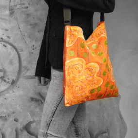 Originál malovaná taška - pomerančová
