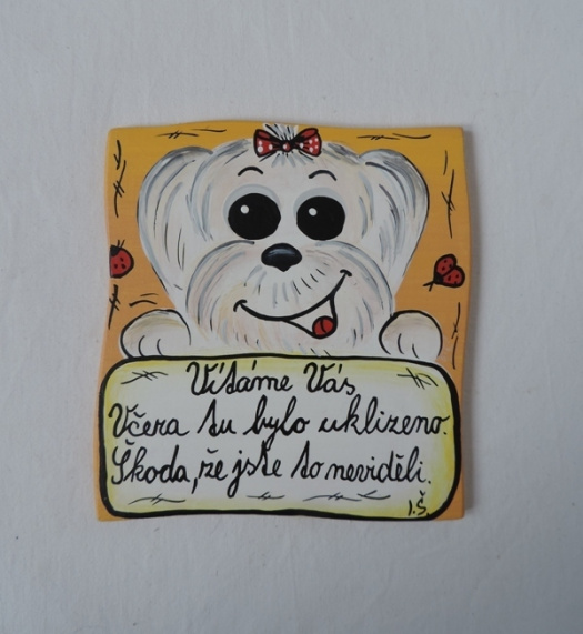 Cedulka na dveře-bílý pes II