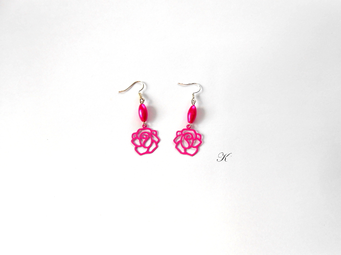 Náušnice růžové kytičkové (282/19)