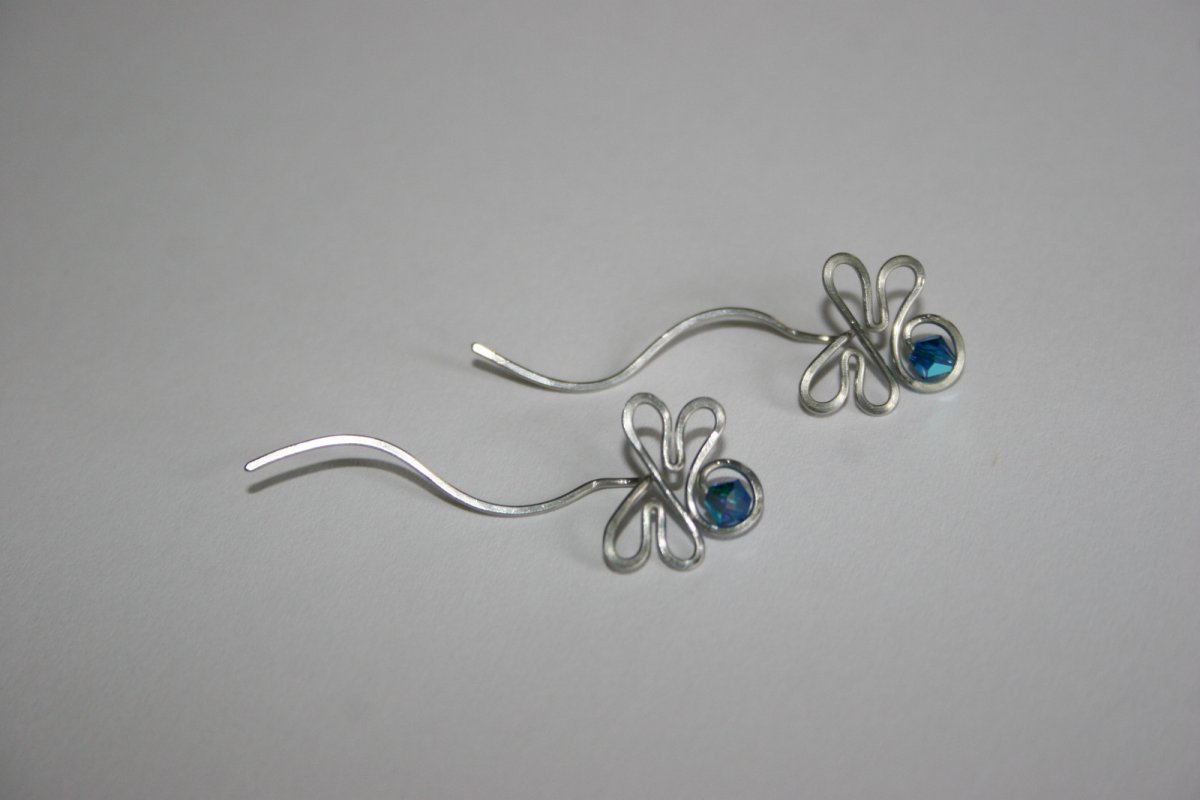 Náušnice Vážky - modrý Swarovski chirurgická ocel