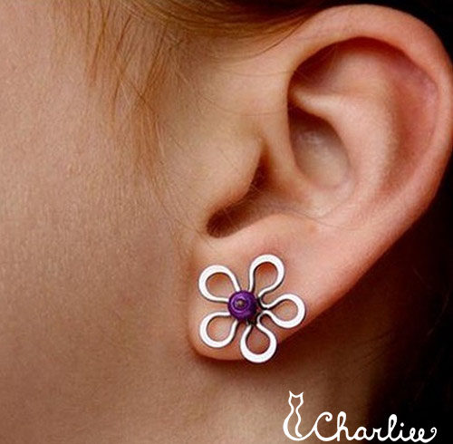 KVĚT- tepaný - pecky - hypoalergenní chirurgická ocel