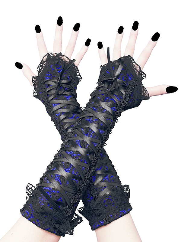 Dámské společenské krajkové rukavičky černo - modré 1355
