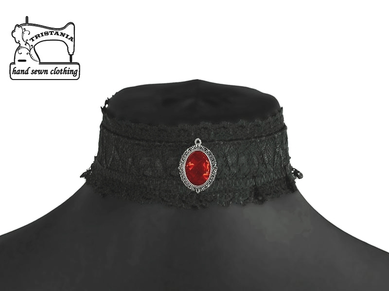 Dámský obojek černý krajkový 0195