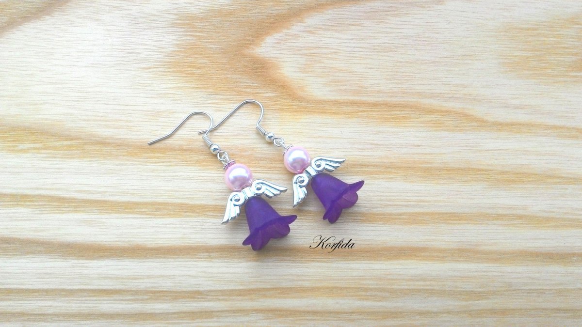 Náušnice andělské fialové (719/16)