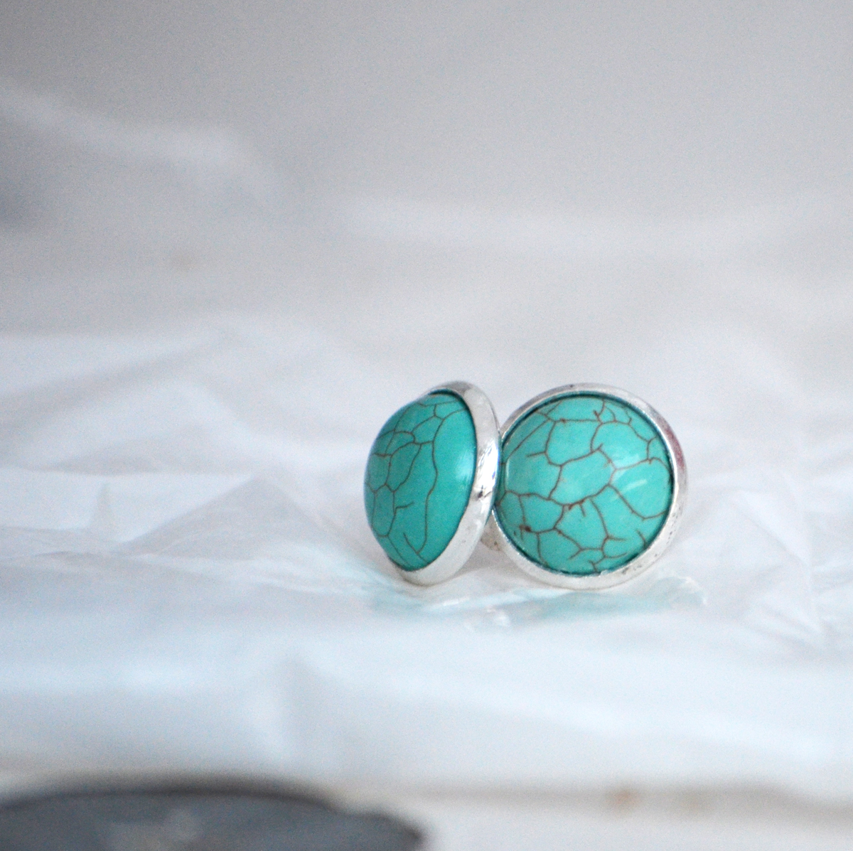 naušnice s tyrkysem - pecky