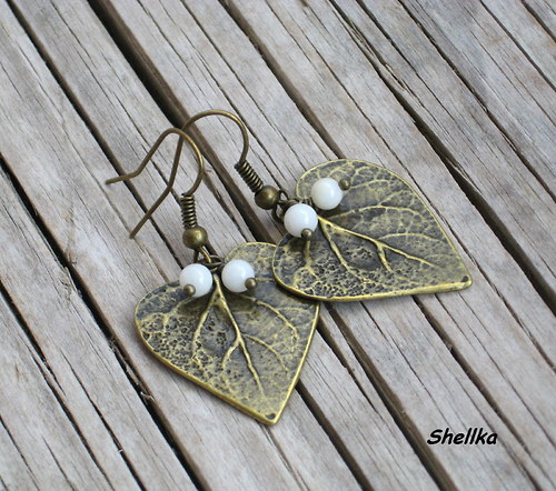 Náušnice,, LISTY,,s korálem
