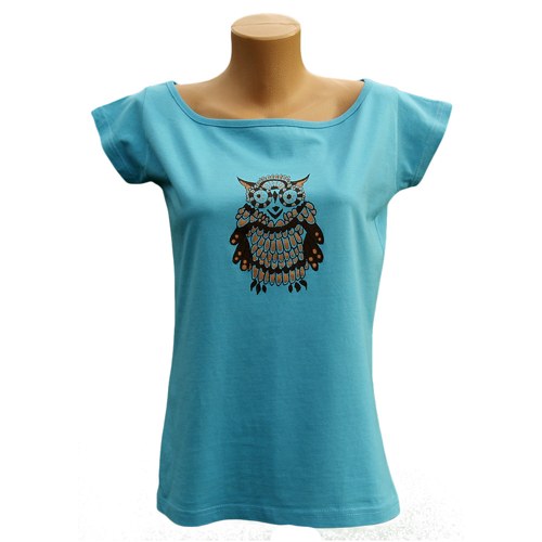 Tyrkysové tričko se sovičkou