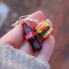 Hamburger a Coca-cola, vtipné náušnice