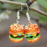 Hamburgery, fimo náušnice, vtipné