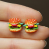 Hamburgery, fimo náušnice, vtipné, pecky