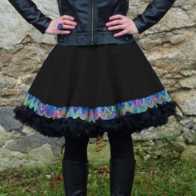 FuFu sukně černá s lemem2 a s černou spodničkou