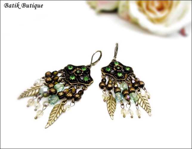 Náušnice - filigrán zlatozelený