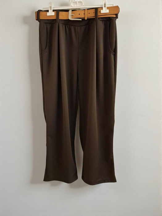 Dámské široké kalhoty hnědé