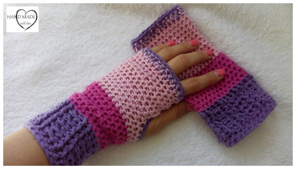 Háčkované návleky na ruce - bezprstové rukavice