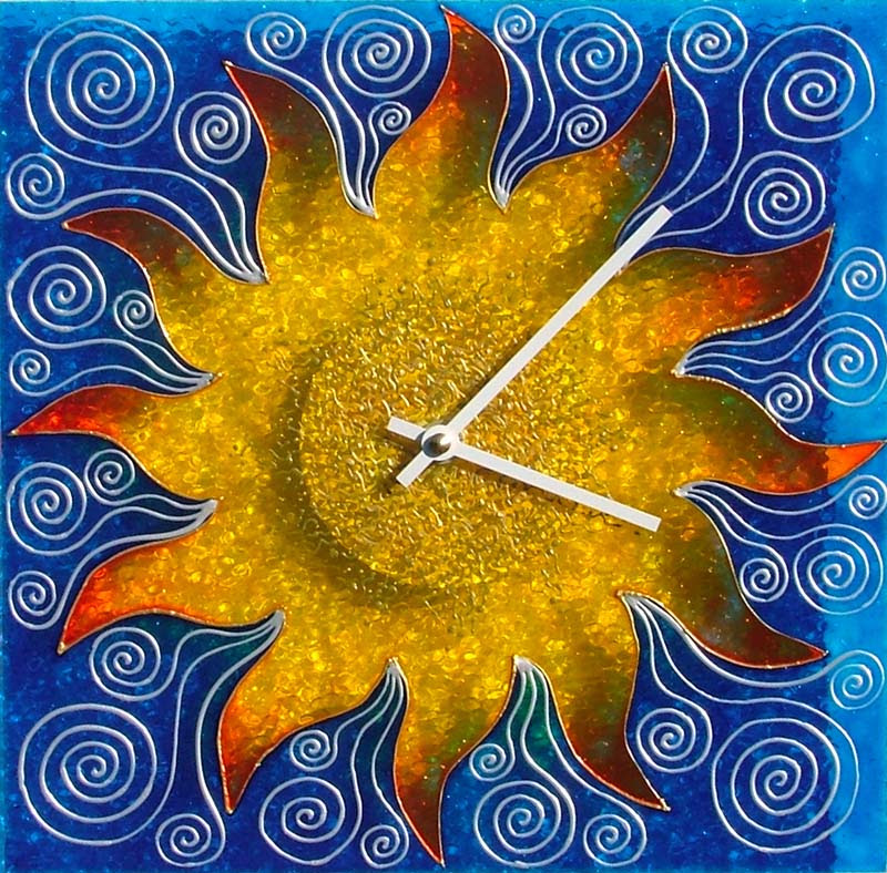 Sluneční vír-skleněné hodiny 30x30cm
