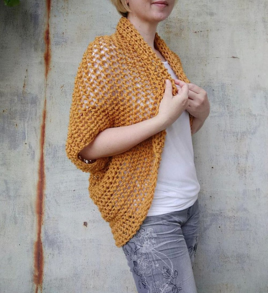 hořčicový kardigan/šála M - XL