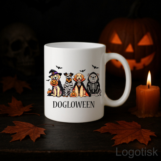 Hrnek s vtipným potiskem DOGLOWEEN