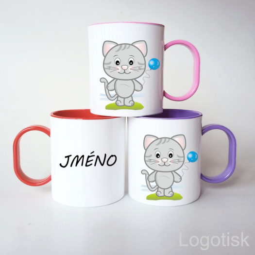 Plastový hrníček pro děti KOCOUREK se jménem