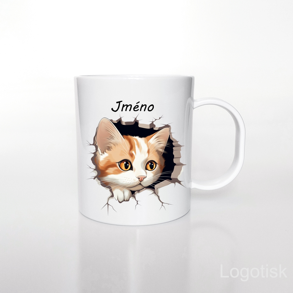 Plastový hrníček pro děti potisk KOŤÁTKO se jménem