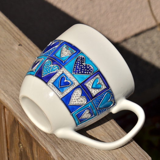 Porcelánový malovaný hrnek Jim – modrý