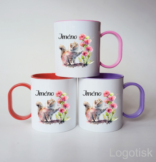 Plastový hrníček pro děti KOTĚ se jménem