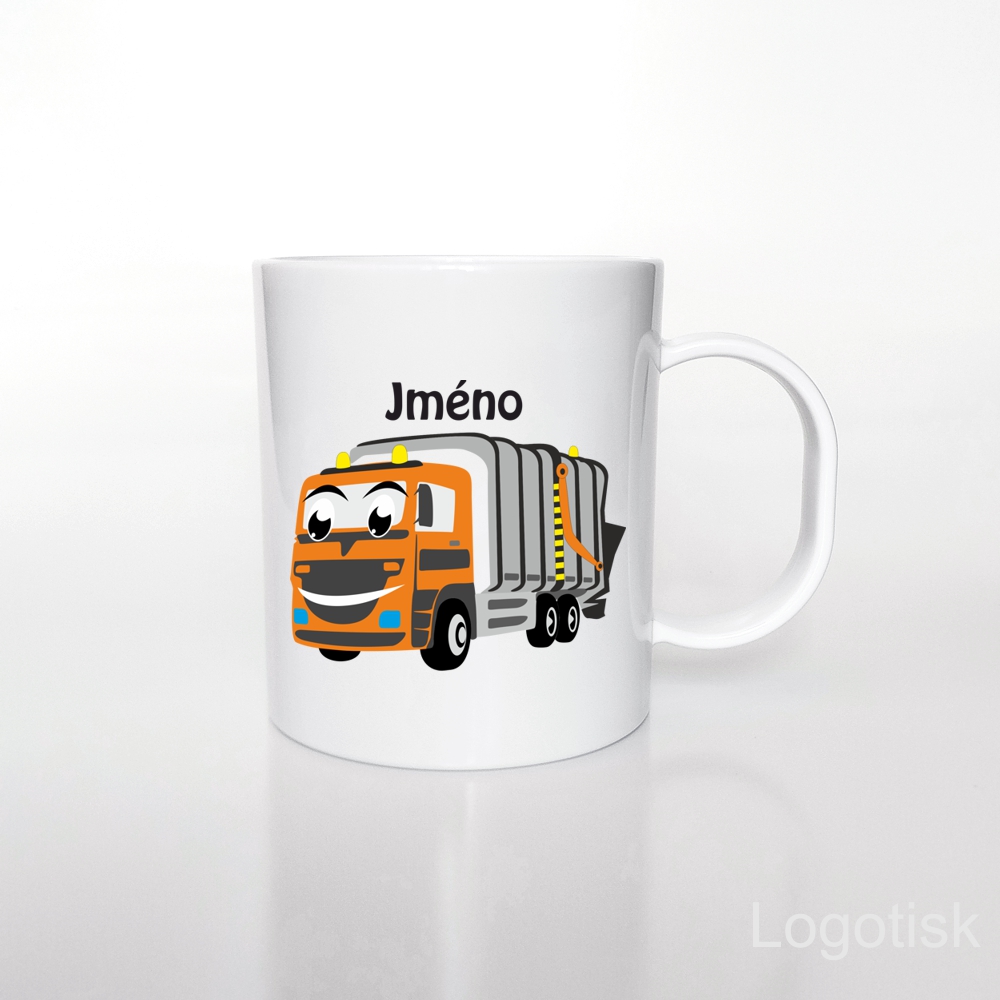 Plastový hrníček pro děti auto Popeláři se jménem