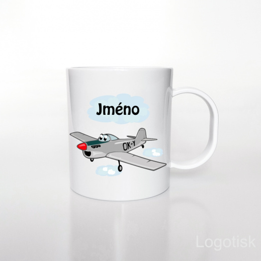 Plastový hrnek LETADLO se jménem