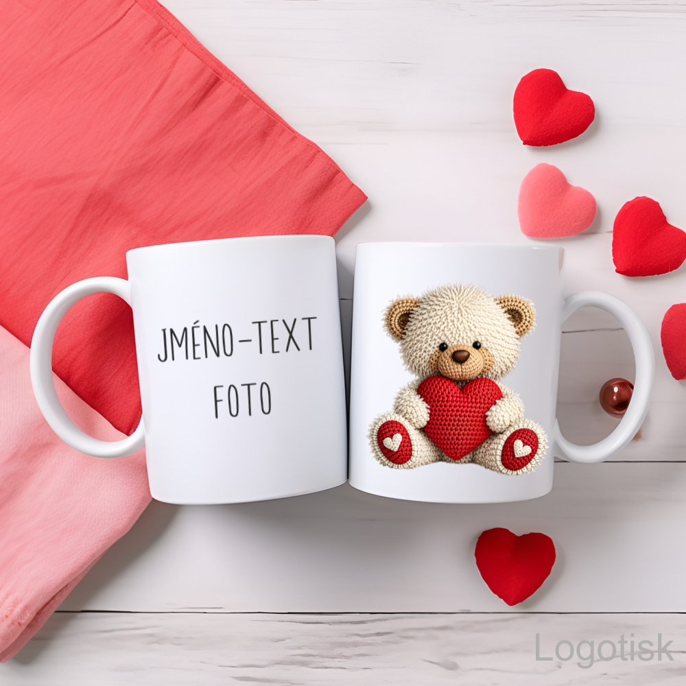 Valentýnský hrníček s potiskem MEDVÍDEK