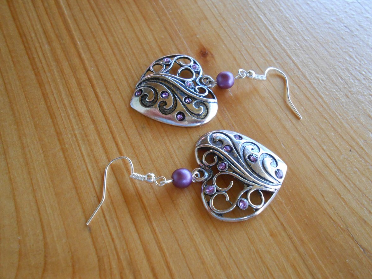 Náušnice srdíčka s kamínky (815/15)