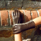 Hnědé safari kožené rukavice s hedvábnou podšívkou