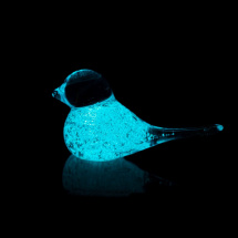 Skleněný ptáček s fluorescenčním pigmentem MODRÝ