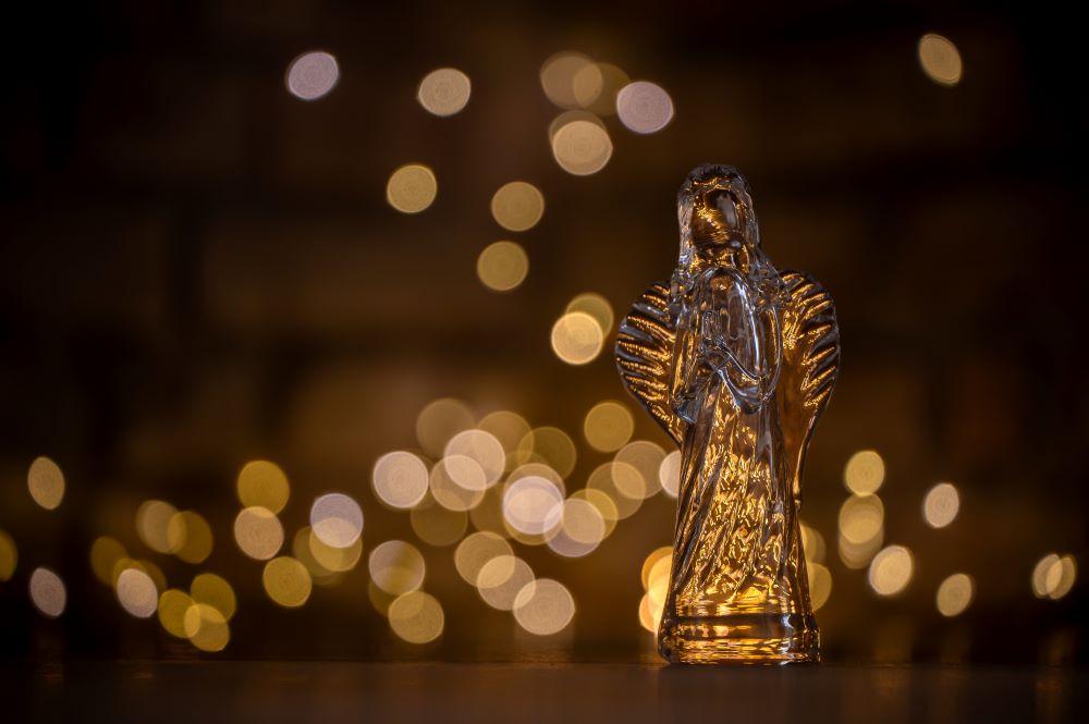 Skleněný anděl křišťál 12cm