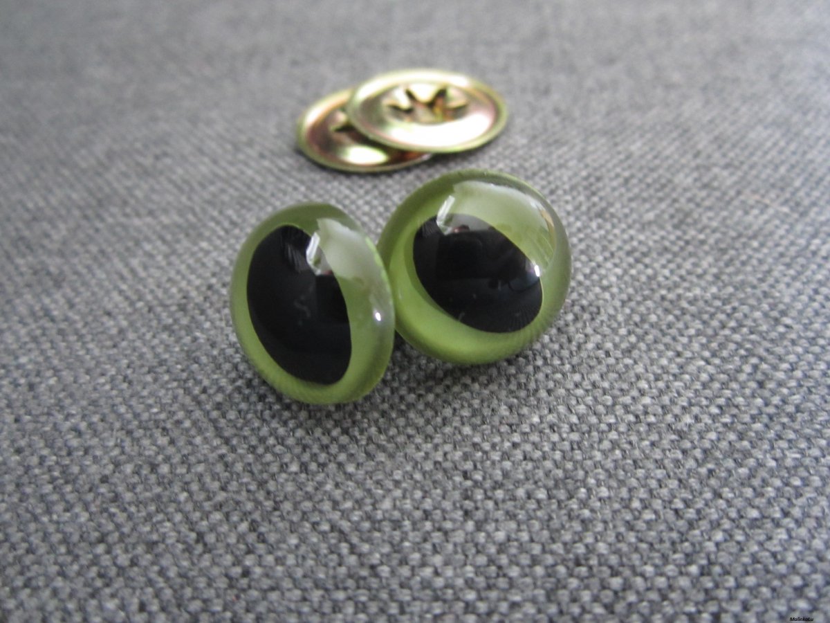 Bezpečnostní oči kočičí, zelená barva, 15mm 