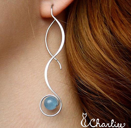 PROVLÉKACÍ SPIRÁLY - AKVAMARÍN - tepané - hypoalergenní chirurgická ocel