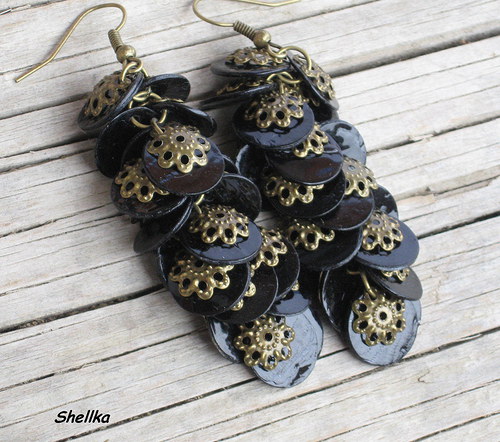 Náušnice penízkové s kaplíky 12