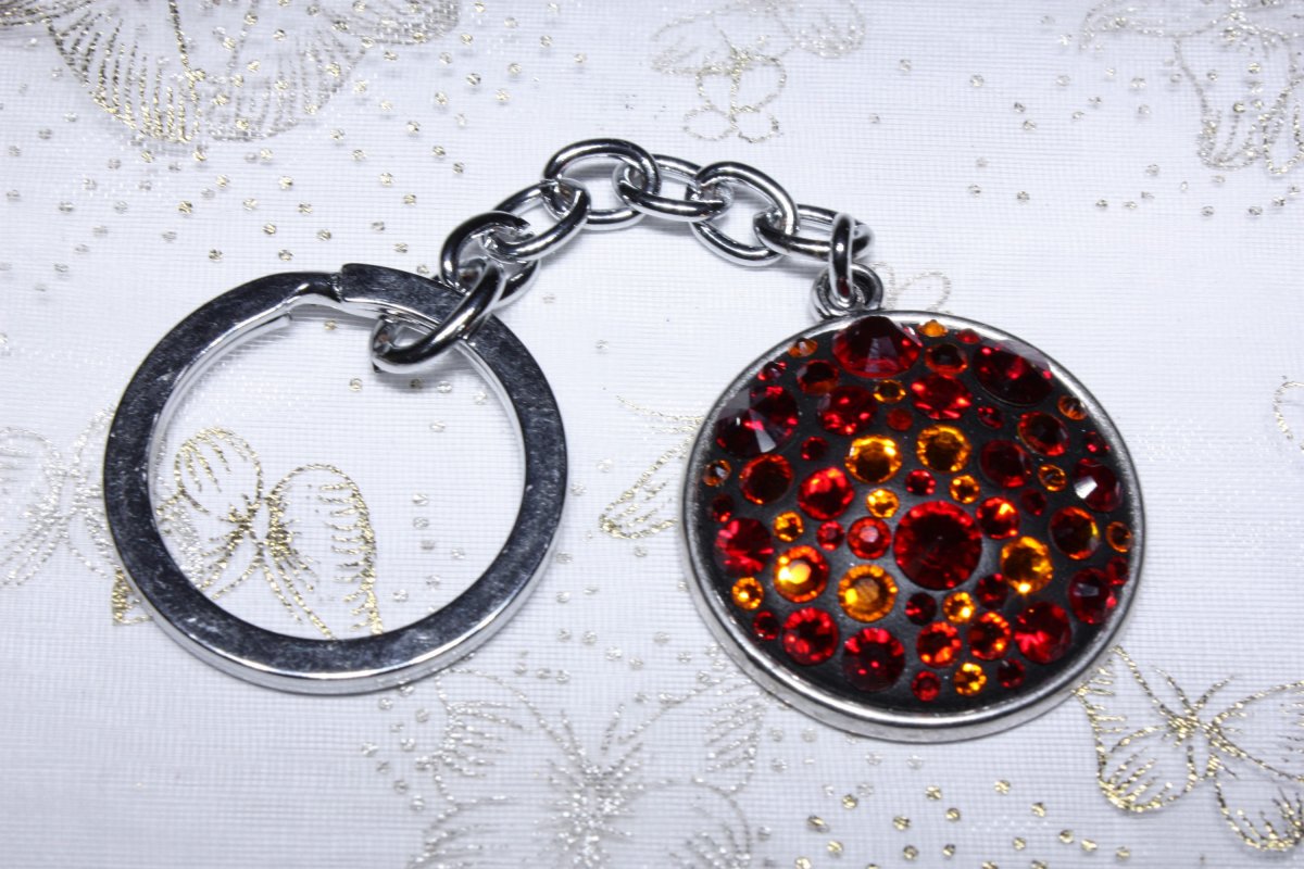 Přívěsek na kabelku/klíče Červeno-oranžové kolečko