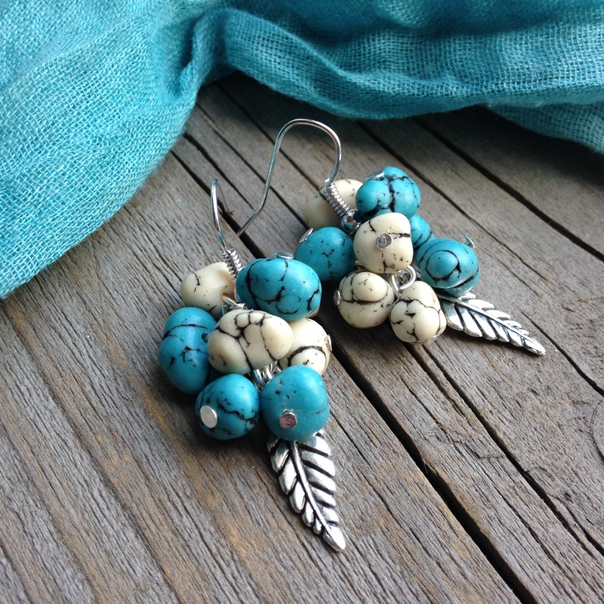 Tyrkys v bavlnce - náušnice