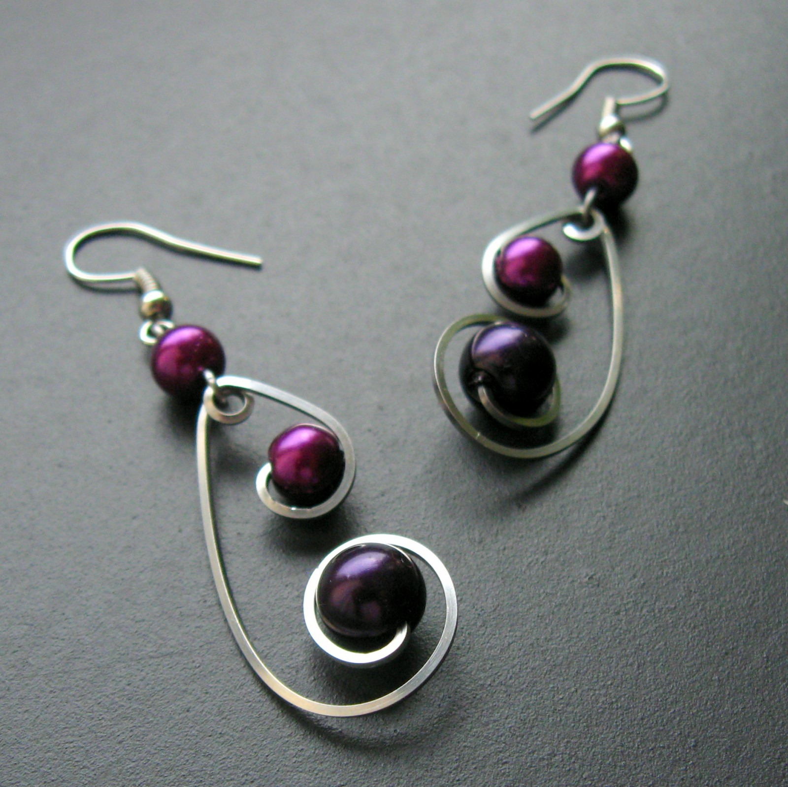 Náušnice fialové ve spirálách